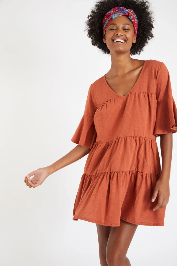 mode Banana Moon Robe Courte Ample Marron Kimi Peachy 1