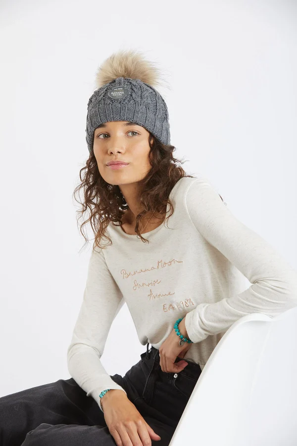 Banana Moon Bonnet à  Pompon Gris Femme DOTTO LEMONWOOD site soldes 5