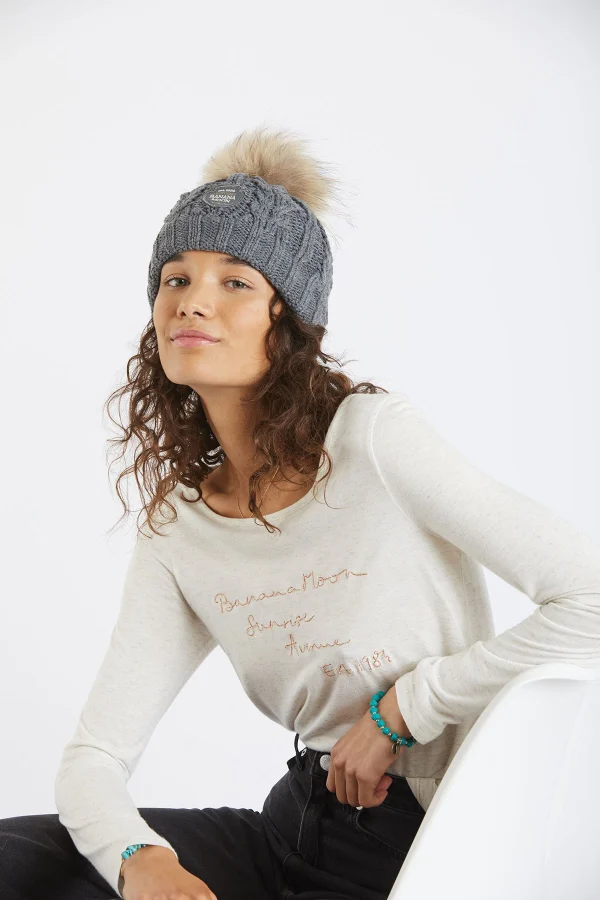 Banana Moon Bonnet à  Pompon Gris Femme DOTTO LEMONWOOD site soldes 4