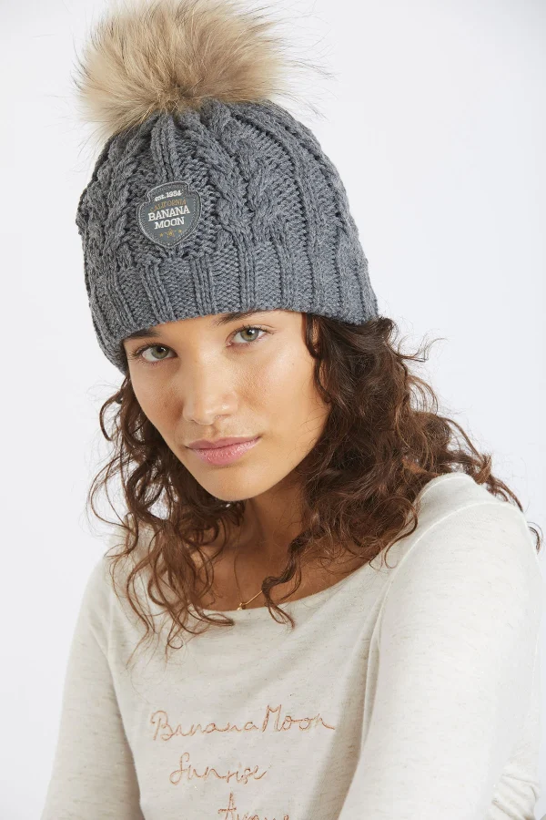 Banana Moon Bonnet à  Pompon Gris Femme DOTTO LEMONWOOD site soldes 1