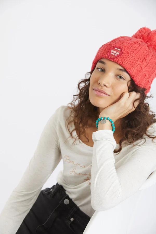 à prix d'occasion Banana Moon Bonnet Torsadé Femme Corail Avec Pompon Howson Lemonwood 5