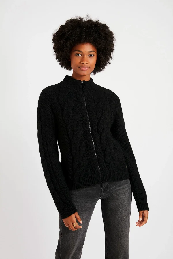 Banana Moon Gilet Femme En Maille Torsadée Noir SIDLEY CHOCTAW l'unique style 4