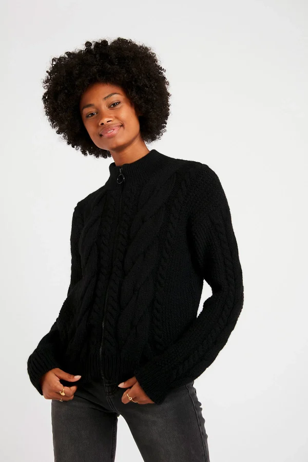 Banana Moon Gilet Femme En Maille Torsadée Noir SIDLEY CHOCTAW l'unique style 3