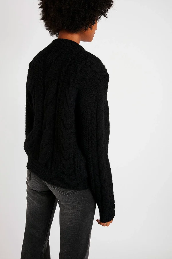 Banana Moon Gilet Femme En Maille Torsadée Noir SIDLEY CHOCTAW l'unique style 6