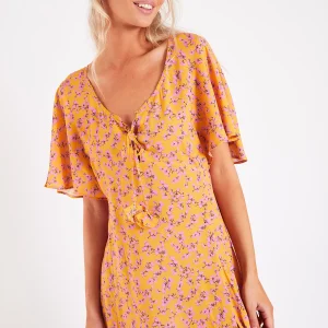 à prix réduits Banana Moon Robe De Plage Courte Imprimée Jaune KOMARI PALMARVOIL 8