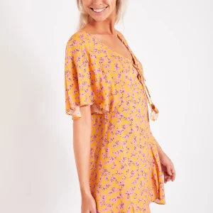 à prix réduits Banana Moon Robe De Plage Courte Imprimée Jaune KOMARI PALMARVOIL 10