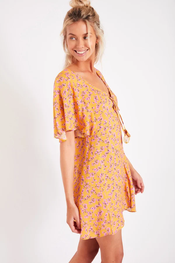 à prix réduits Banana Moon Robe De Plage Courte Imprimée Jaune KOMARI PALMARVOIL 4