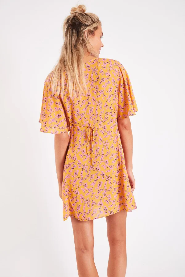 à prix réduits Banana Moon Robe De Plage Courte Imprimée Jaune KOMARI PALMARVOIL 5