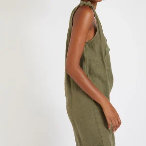 Banana Moon Robe Courte Kaki En Lin Medway Hawston Pas Cher soldes France 10