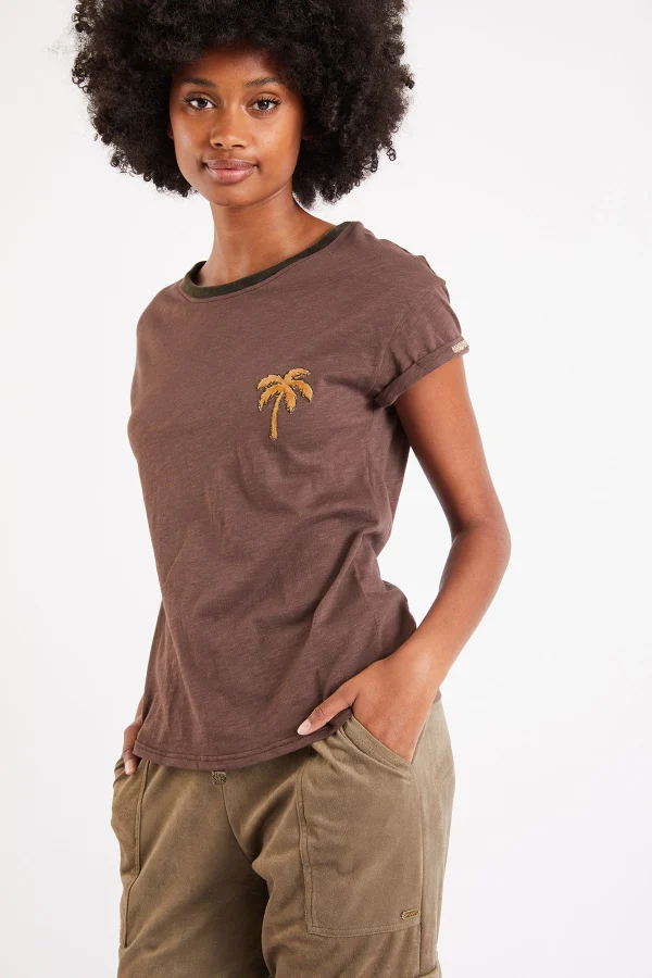 Banana Moon T-shirt Marron Avec Palmier Avenue Seacoco prix pas cher 3
