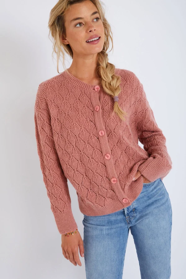 Banana Moon Cardigan Femme Rose Poudré Emile Mowy remise en ligne 1