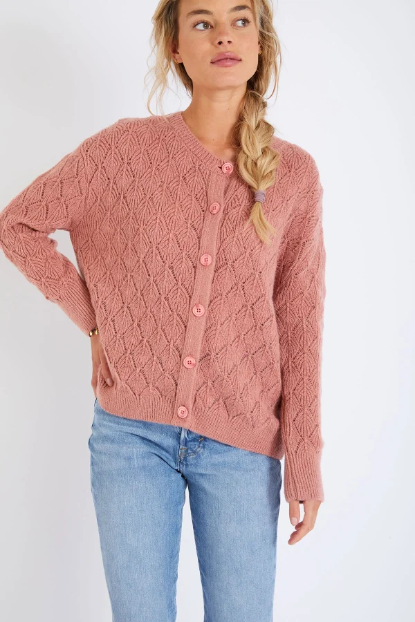 Banana Moon Cardigan Femme Rose Poudré Emile Mowy remise en ligne 3