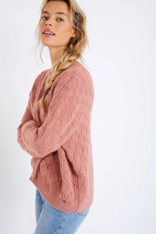 Banana Moon Cardigan Femme Rose Poudré Emile Mowy remise en ligne 4