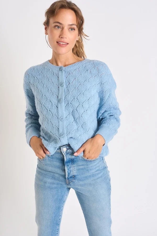 grande marque pas cher Banana Moon Cardigan Femme Bleu Clair Emile Mowy 1