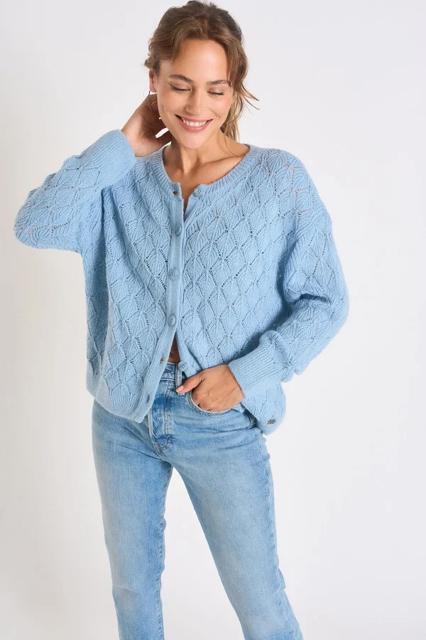 grande marque pas cher Banana Moon Cardigan Femme Bleu Clair Emile Mowy 4