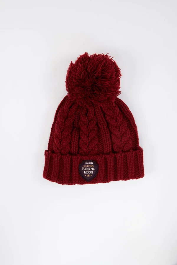 Banana Moon Bonnet Torsadé Bordeaux Avec Pompon Howson Lemonwood vente pas cher en ligne 1