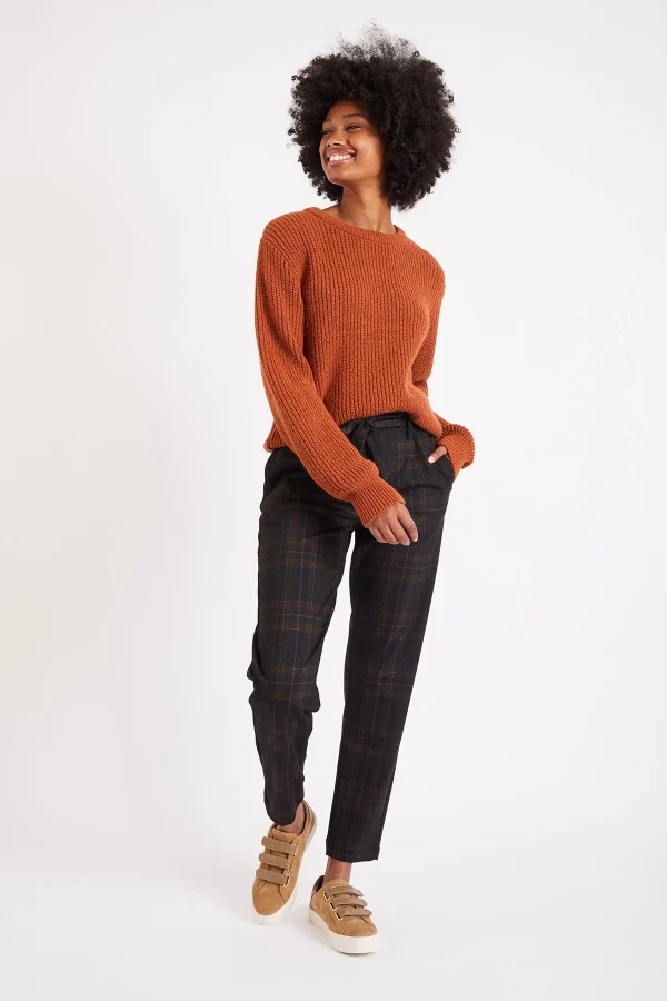 Pas Cher Magasin Soldes Banana Moon Pantalon Taille Haute à Carreaux Nayati Carolane 1