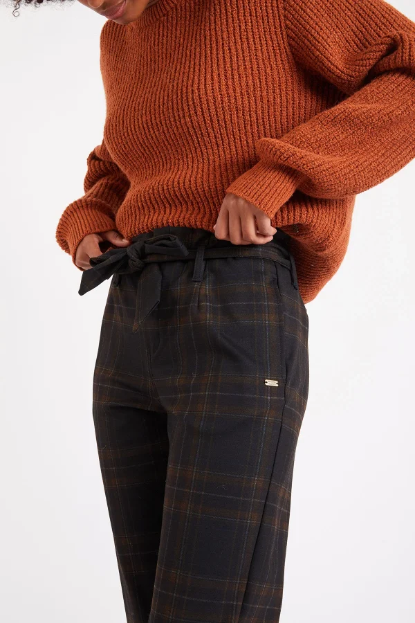 Pas Cher Magasin Soldes Banana Moon Pantalon Taille Haute à Carreaux Nayati Carolane 3