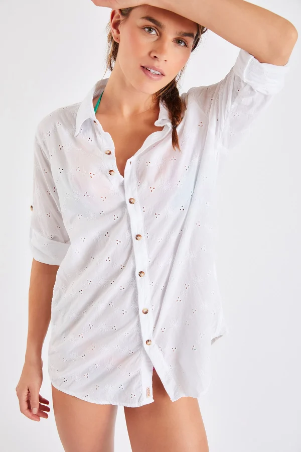 Banana Moon Chemise Broderie Anglaise Blanche Gary Cherrytree grossiste en ligne 1