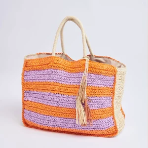 Banana Moon Sac Cabas En Paille Orange Et Violet Marcus Lupita mode pas cher 16