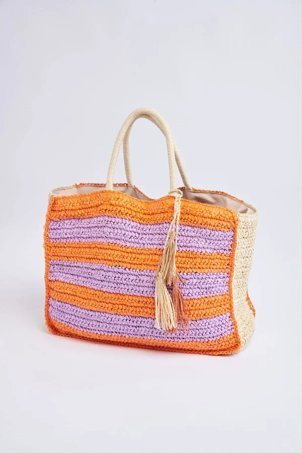 Banana Moon Sac Cabas En Paille Orange Et Violet Marcus Lupita mode pas cher 6