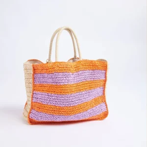 Banana Moon Sac Cabas En Paille Orange Et Violet Marcus Lupita mode pas cher 18