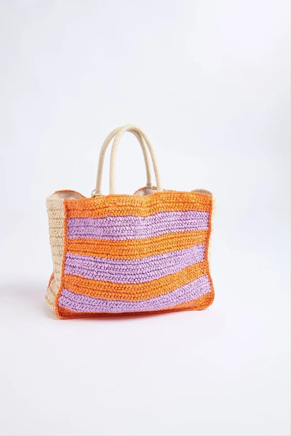 Banana Moon Sac Cabas En Paille Orange Et Violet Marcus Lupita mode pas cher 7