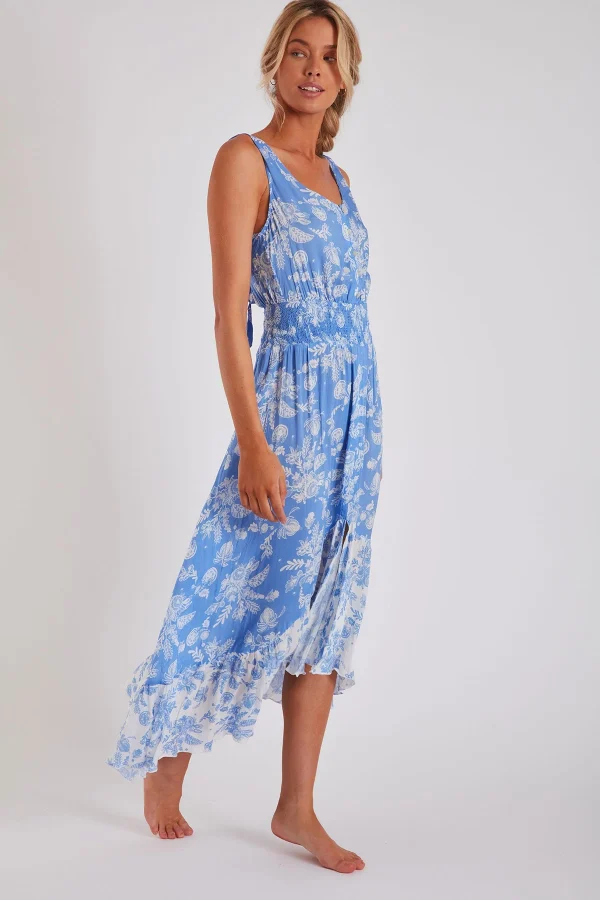 Banana Moon Robe Longue Bleu Imprimé Blanc Tara Jasminavoil Service Clients Dédié 1
