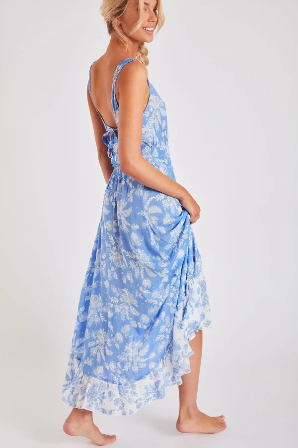 Banana Moon Robe Longue Bleu Imprimé Blanc Tara Jasminavoil Service Clients Dédié 4