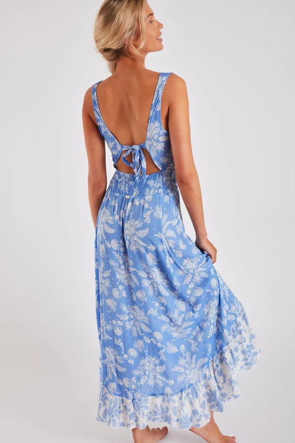 Banana Moon Robe Longue Bleu Imprimé Blanc Tara Jasminavoil Service Clients Dédié 3