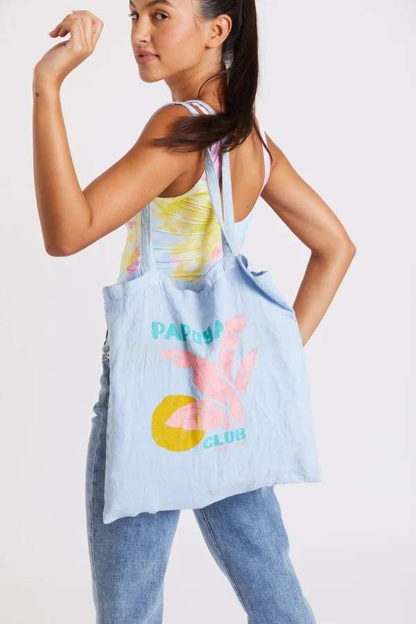 Banana Moon Totebag En Lin Bleu Ciel Toteclub à prix d'occasion 1