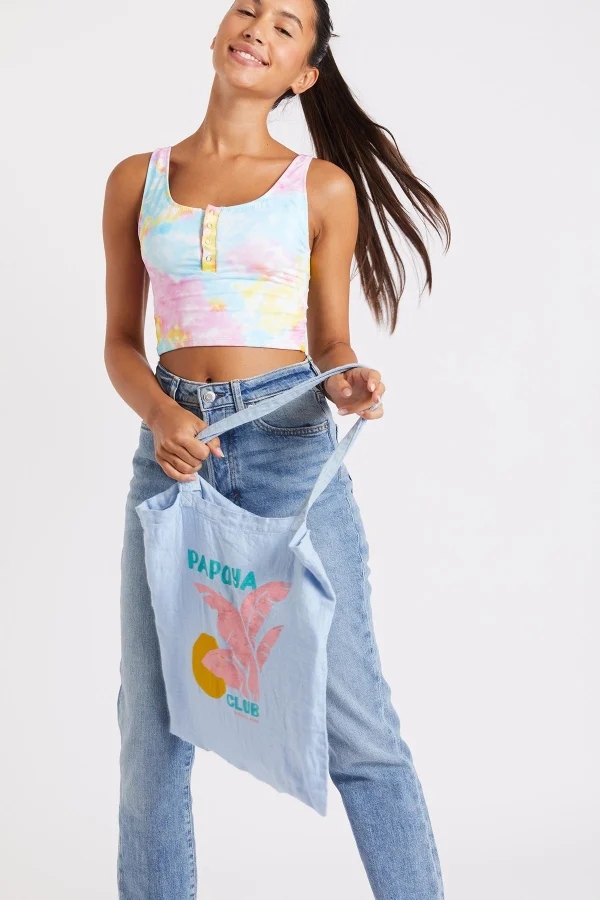 Banana Moon Totebag En Lin Bleu Ciel Toteclub à prix d'occasion 4