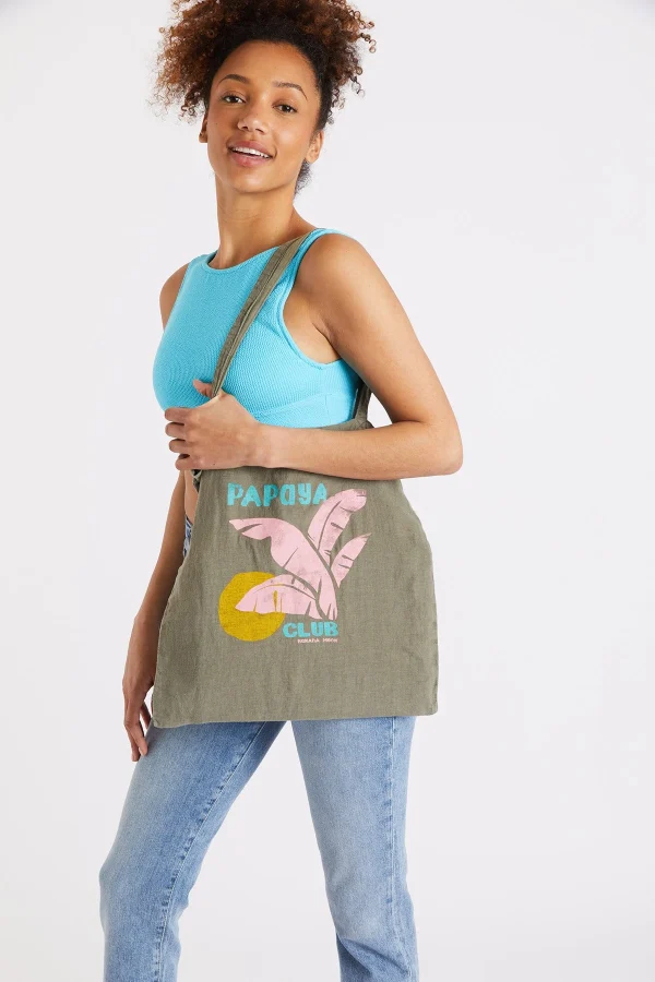 Banana Moon Totebag En Lin Kaki Toteclub beauté 1