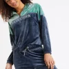 marques pas cher Banana Moon Sweat-shirt Manches Longues Velours Bleu AMIRA WILDLAKE 19