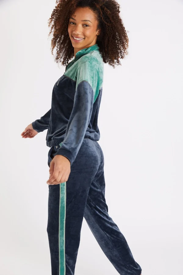 marques pas cher Banana Moon Sweat-shirt Manches Longues Velours Bleu AMIRA WILDLAKE 4