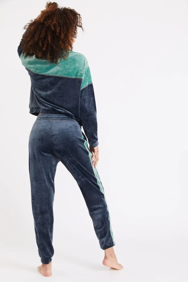 marques pas cher Banana Moon Sweat-shirt Manches Longues Velours Bleu AMIRA WILDLAKE 5