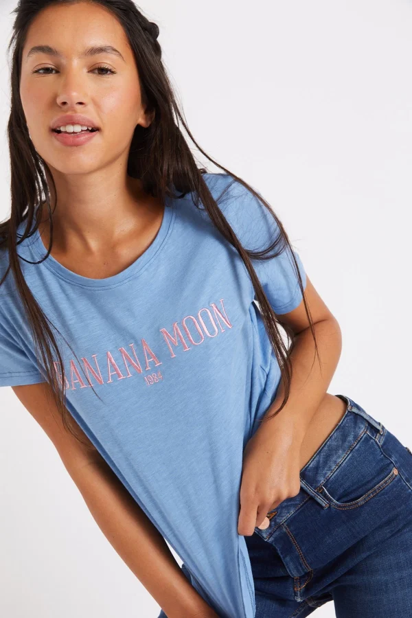 Banana Moon T-shirt Bleu Brodé Slippy Seacoco prix pas cher 5