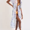 Banana Moon Robe Beachwear Blanche à Palmiers Bleus Elvie Branson boutiqued en ligne 14