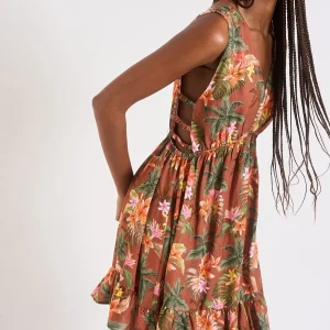 Retour gratuit en magasin. Banana Moon Robe Ouverte Marron Imprimé Tropical Elvina HANALEIDAY 11