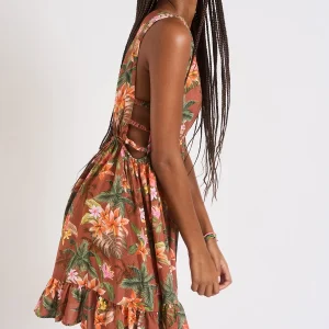 Retour gratuit en magasin. Banana Moon Robe Ouverte Marron Imprimé Tropical Elvina HANALEIDAY 13