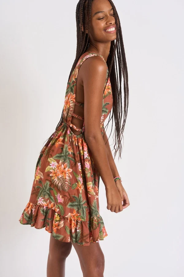 Retour gratuit en magasin. Banana Moon Robe Ouverte Marron Imprimé Tropical Elvina HANALEIDAY 5