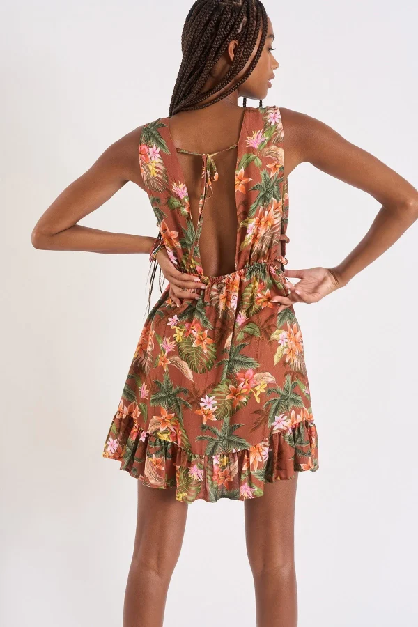 Retour gratuit en magasin. Banana Moon Robe Ouverte Marron Imprimé Tropical Elvina HANALEIDAY 6