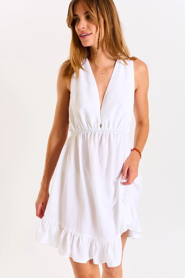 magasins pour Banana Moon Robe Ouverte Blanche Elvina Holidays 1