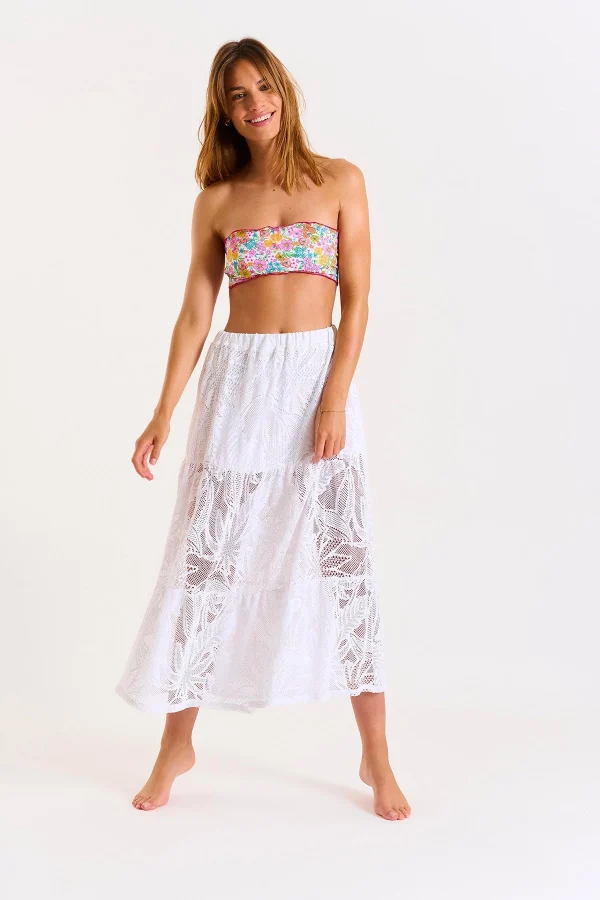 soldes de Noël Banana Moon Jupe Longue De Plage Blanche à Volants ENARA COCOBEACH 6