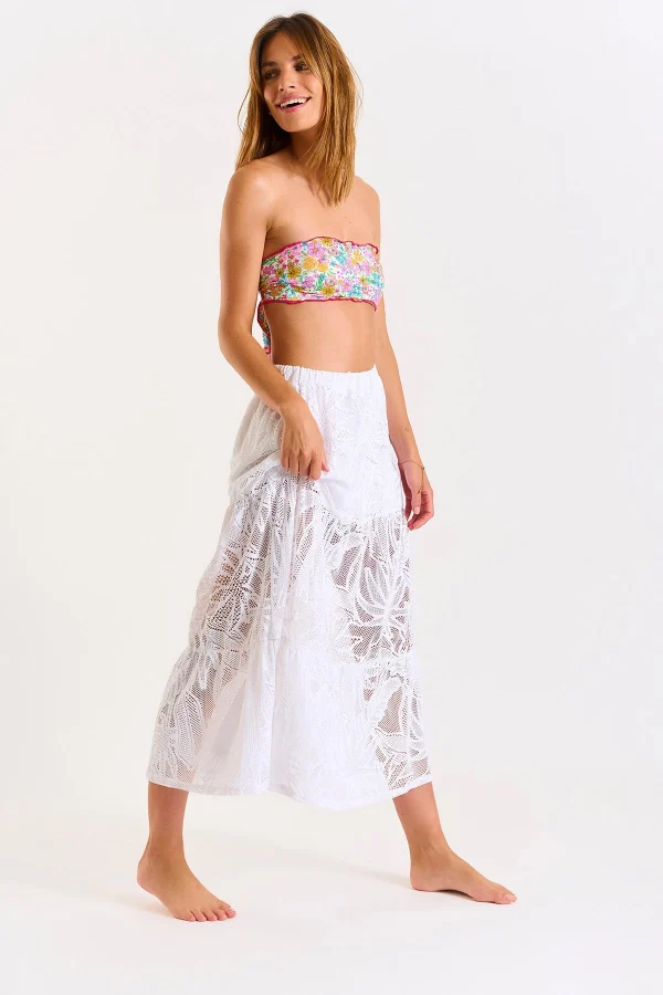 soldes de Noël Banana Moon Jupe Longue De Plage Blanche à Volants ENARA COCOBEACH 1