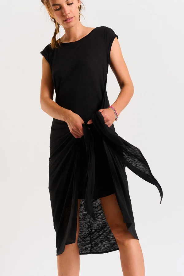 Banana Moon Robe T-shirt Nouée Noire Juliana Caraiva Pas Cher soldes France 3
