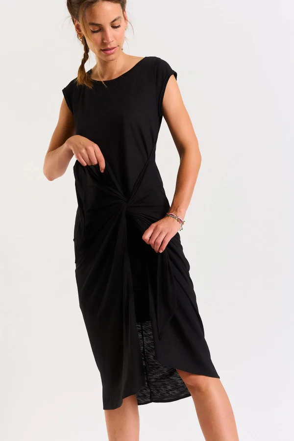 Banana Moon Robe T-shirt Nouée Noire Juliana Caraiva Pas Cher soldes France 4