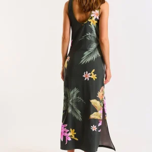 Banana Moon Robe Longue Kaki à Motif Fleurs Et Palmiers Mehiti Beachdress boutique en ligne 13