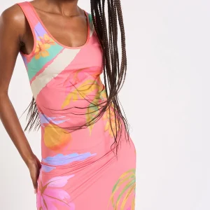 marque moins cher Banana Moon Robe Longue Rose Corail à Motif Fleurs Et Palmiers Mehiti Beachdress 16