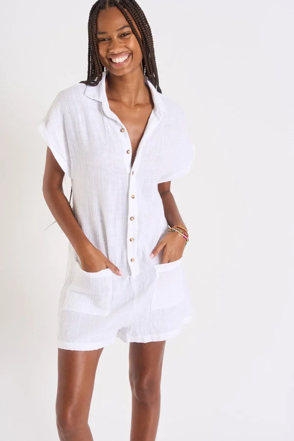 acheter en ligne Banana Moon Robe Chemise Manches Courtes Blanche NATAL CHERYLL 1